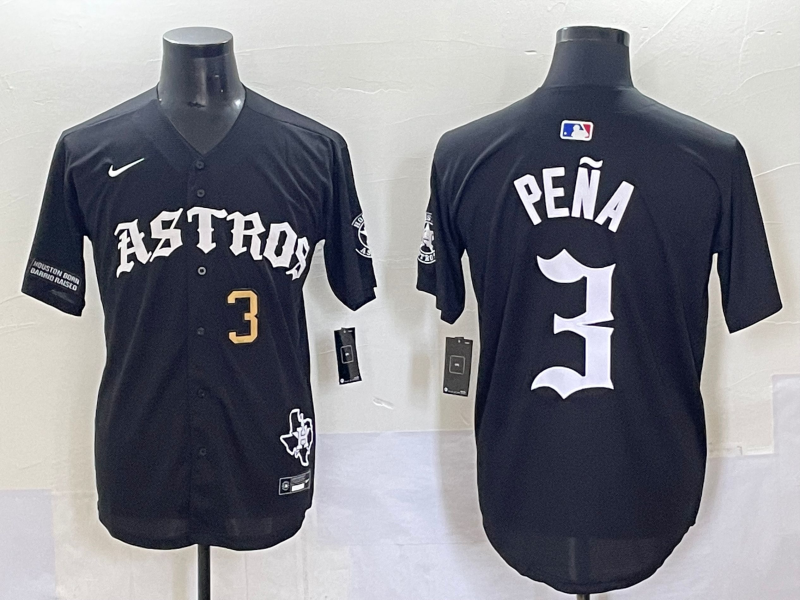 Men Houston Astros #3 Pena Black Five generations Joint Name Nike MLB 2025 Jersey->houston astros->MLB Jersey